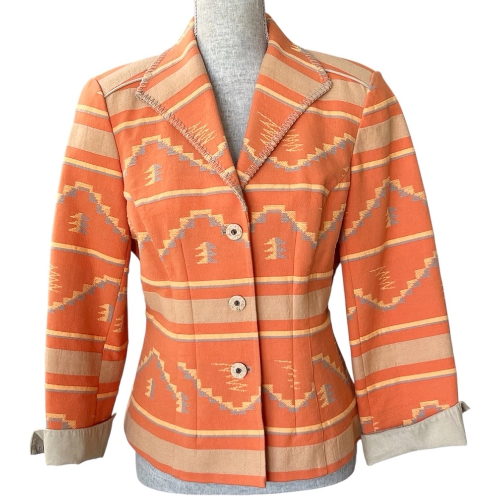 Coldwater Creek Aztec Blazer Jacket Tailored Southwest Western Womens 10 Petite